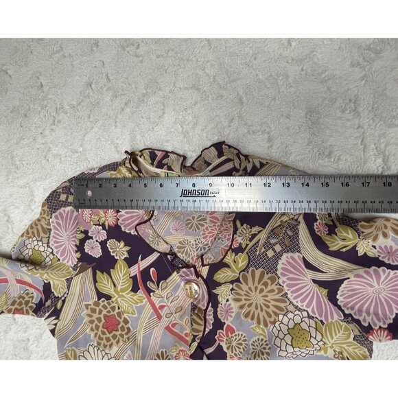 Vintage Loco Lindo Women's Small Ruffle Neck Popover Top Flared Sleeve Blouse - Picture 6 of 10